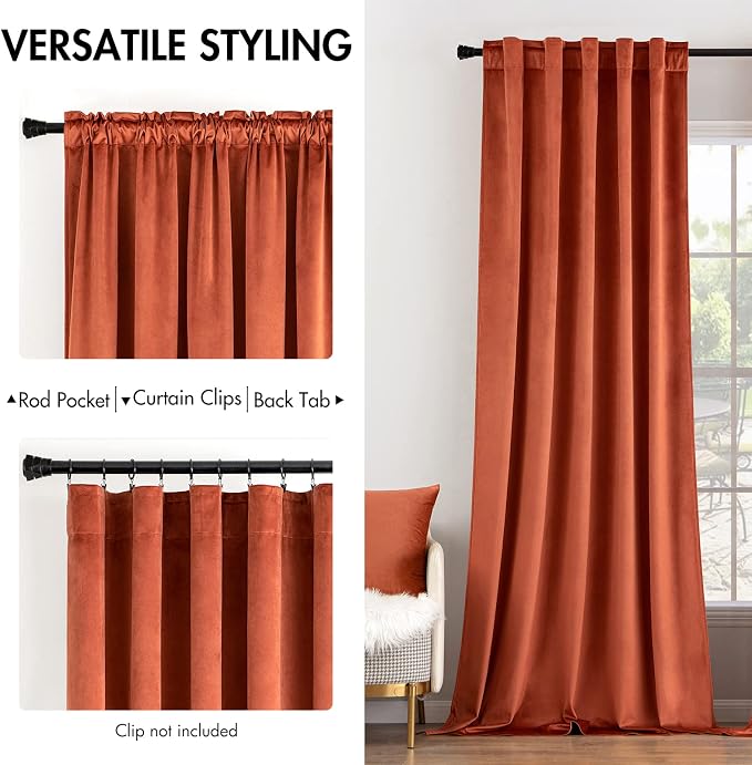 MIULEE Velvet Curtains 108 inches Long 2 Panels - Image 2