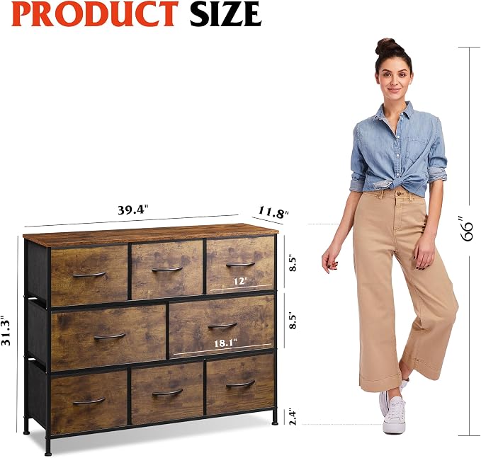WLIVE 8 Drawer Dresser for Bedroom, Fabric Dresser - Image 3