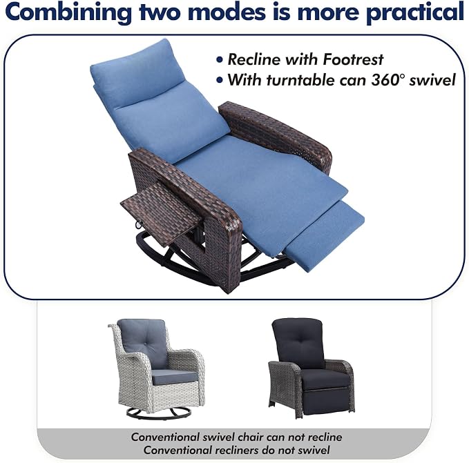 ZZW Outdoor Recliner Chair Set of 2, Wicker Patio Recliners - Image 6