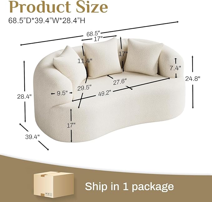 DAMAIFROM 68.5" Loveseat Sofa for Living Room, Modern Luxury Plush Chenille - Image 2
