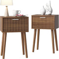 LAATOOREE Nightstands Set of 2, Small Fluted Side Table, Bedside Table by LAATOOREE