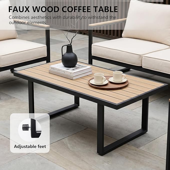 Modern Patio Furniture Set, 4 Pieces Outdoor Conversation Set - Image 7
