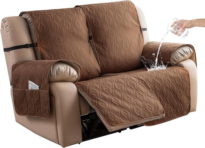 Genina Waterproof Loveseat Recliner Cover Non-Slip, Sofa Cover by Genina
