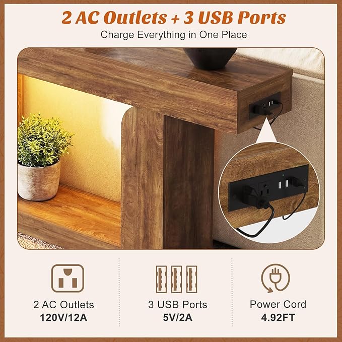 Homieasy Console Table, Farmhouse Wooden Sofa Table Behind Couch, Narrow - Image 4