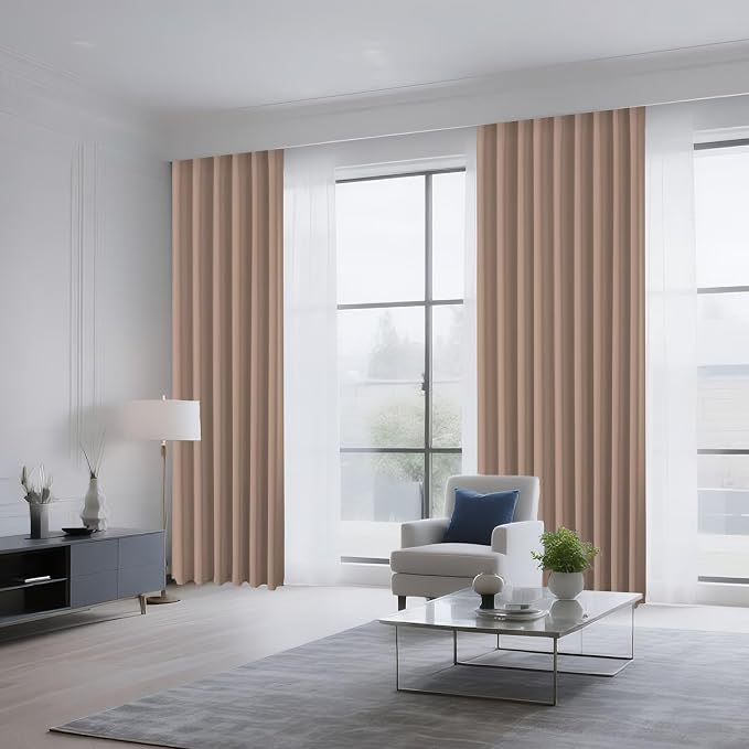 CUCRAF Khaki Blackout Curtains 45 inch Length 2 Panels Set, Rod Pocket Room - Image 8