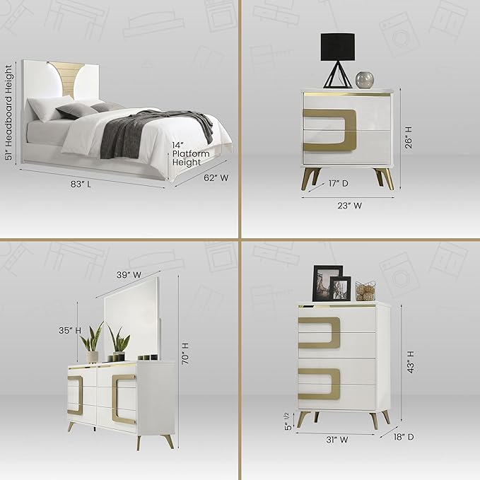 Kings Brand Furniture Claire 6-Piece Queen Size Bedroom Set - Image 6