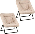Comfy Saucer Chair for Adults, Soft Faux Fur Bedroom Chair, Accent Dorm Chairs by MordchilHF