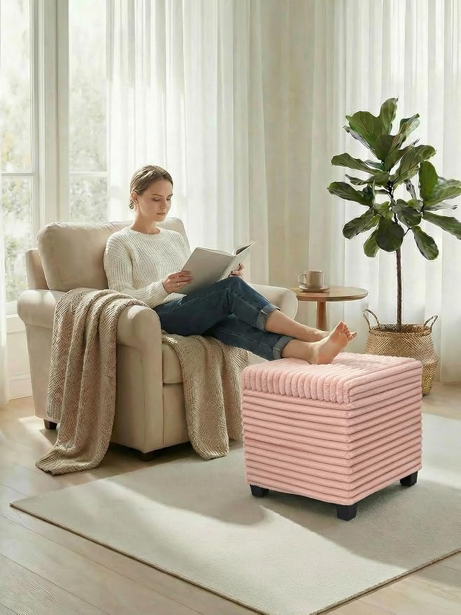 ABHENG 17.7 inches Faux Fur Ottomans Cube - Image 6