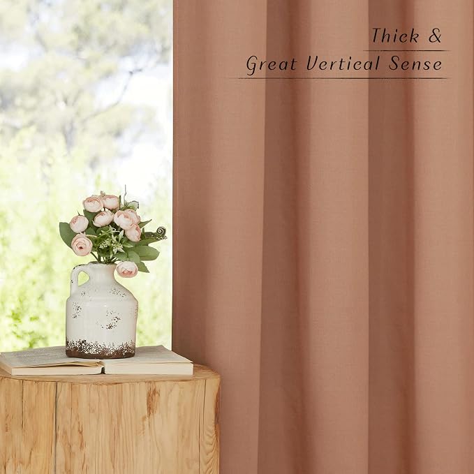 NICETOWN Terracotta Linen Kitchen Window Curtains Over Sink, Grommet Thick - Image 6
