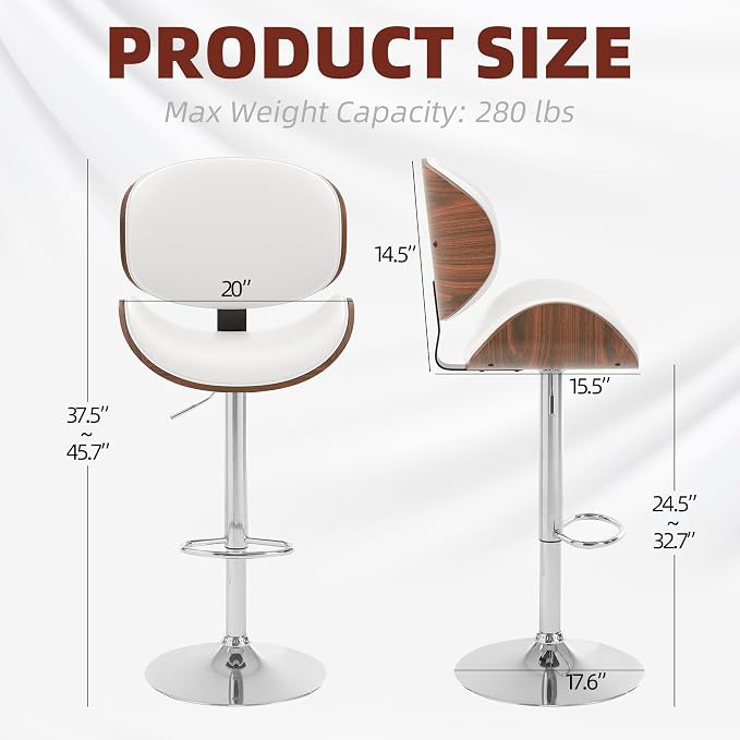 civama Bar Stools Set of 6 for Kitchen Counter, Adjustable Bar Height Chairs - Image 2