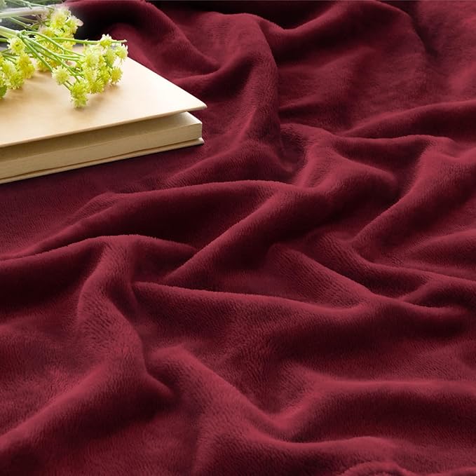 BEDELITE Fleece Blanket Burgundy Throw Blankets - Image 3