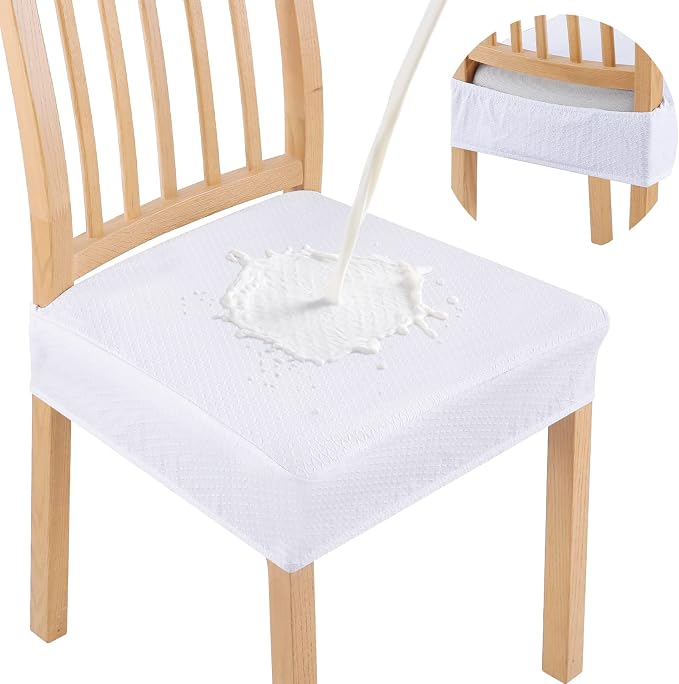 Smiry Waterproof Seat Covers for Dining Room Chairs Set of 4, Stretch Jacquard by Smiry