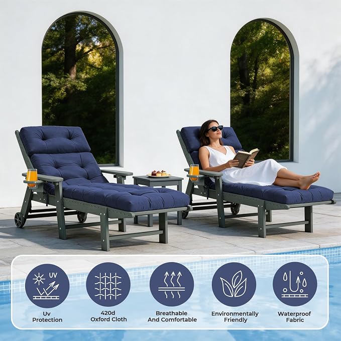 Chaise Lounge Cushion Outdoor, Waterproof Thick Patio Lounge Chair Cushion - Image 7