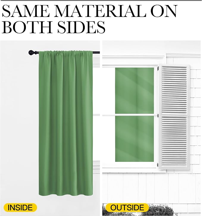 NICETOWN Window Curtains for Bedroom, Froest Green, 2 Panels, W42 x L48 -Inch - Image 5