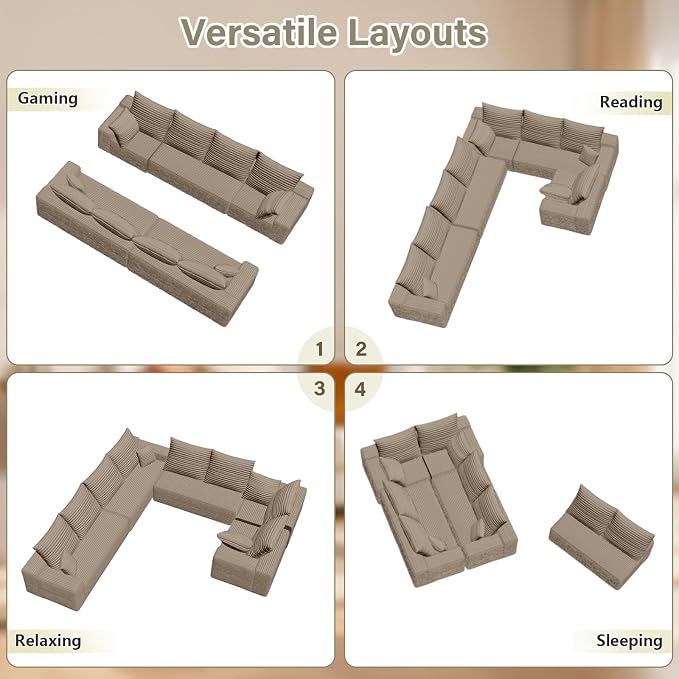 Sectional Cloud Couch for Living Room, Modular Floor Deep-Seat Sofa, Big Comfy - Image 6