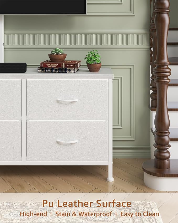 TV Stand with Mount, Fabric Dresser with 6 Drawers - Image 6