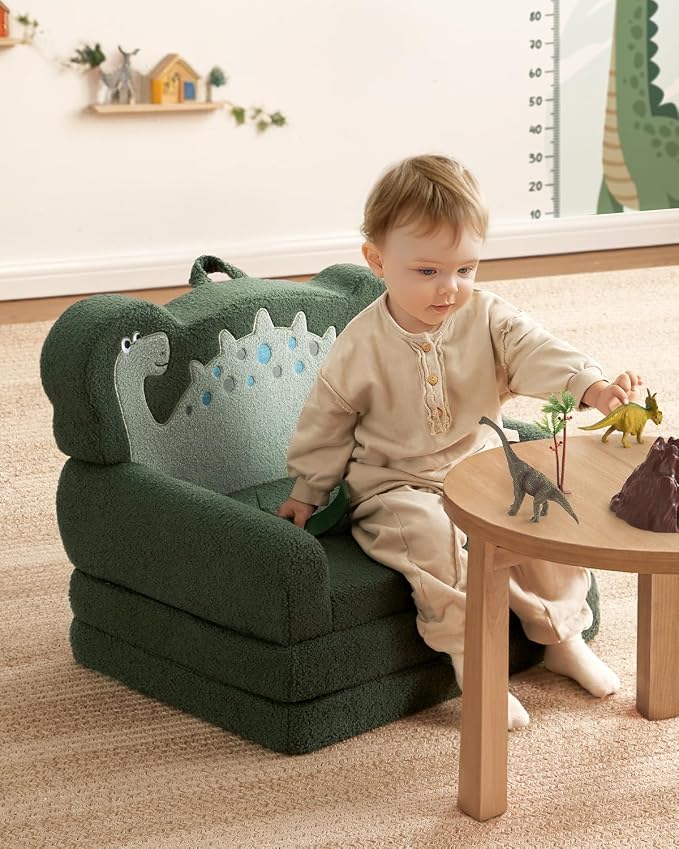 Blissful Diary Kids Couch, 2-in-1 Soft Toddler Couch Fold Out, Toddler Chair - Image 2