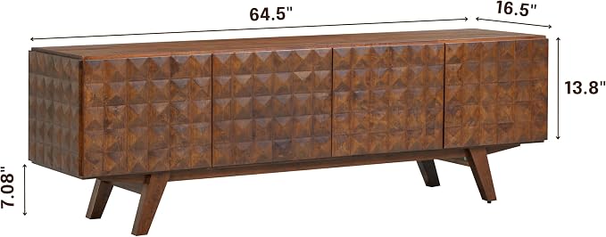 NTC Sapa Mid-Century Modern Solid Wood TV Stand 4-Door Media Console - Image 5
