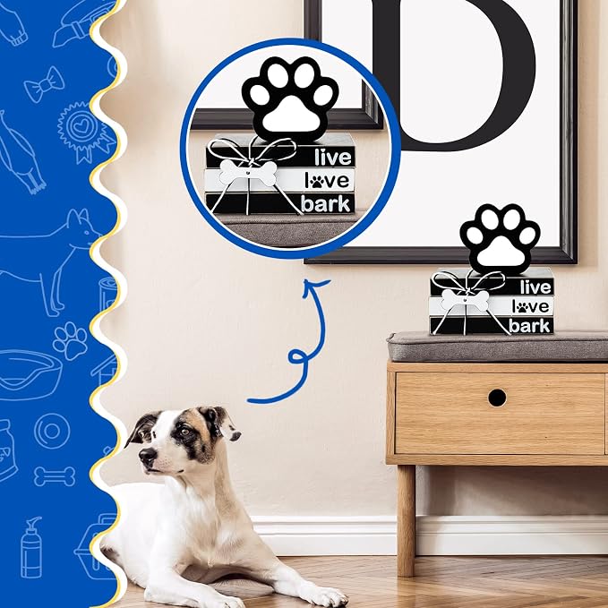 Pinkunn 4 Pcs Dog Paw Tiered Tray Decor Paw Wooden Book Block - Image 6