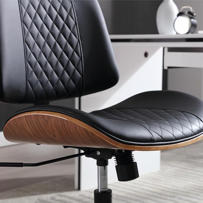 Home Office Chair No Arms with Wheels, Adjustable Height Small Desk Chair - Image 4
