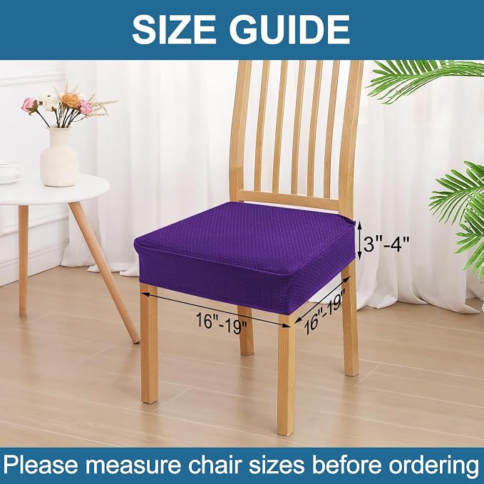 Smiry Waterproof Seat Covers for Dining Room Chairs Set of 6, Stretch Jacquard - Image 2