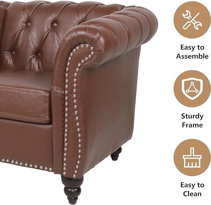 QHITTY 2 Piece Living Room Set, Sectional Chesterfield Sofa Chair Contemporary - Image 5