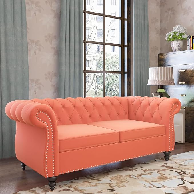 Mid-Century 2 Seater Sofa, Velvet Loveseat - Image 3
