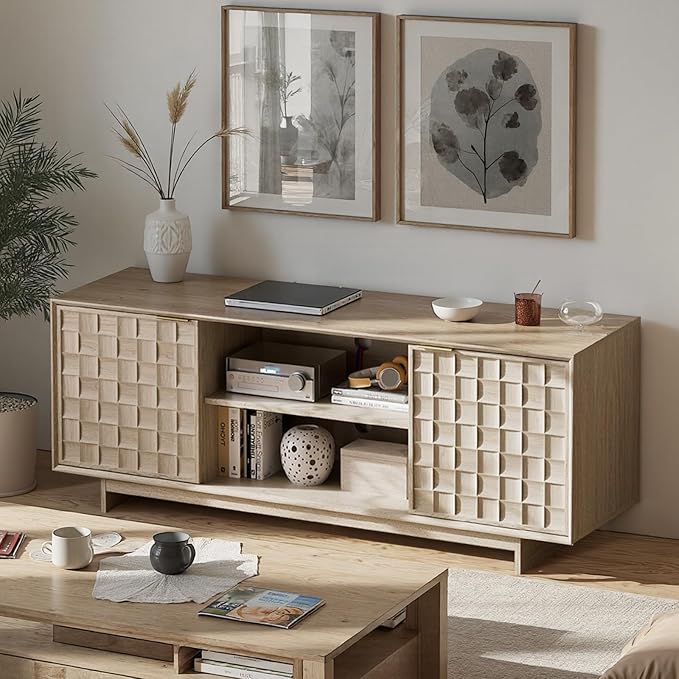 COLAMY TV Stand with Two Doors, Entertainment Center 59" with Adjustable by COLAMYHOME