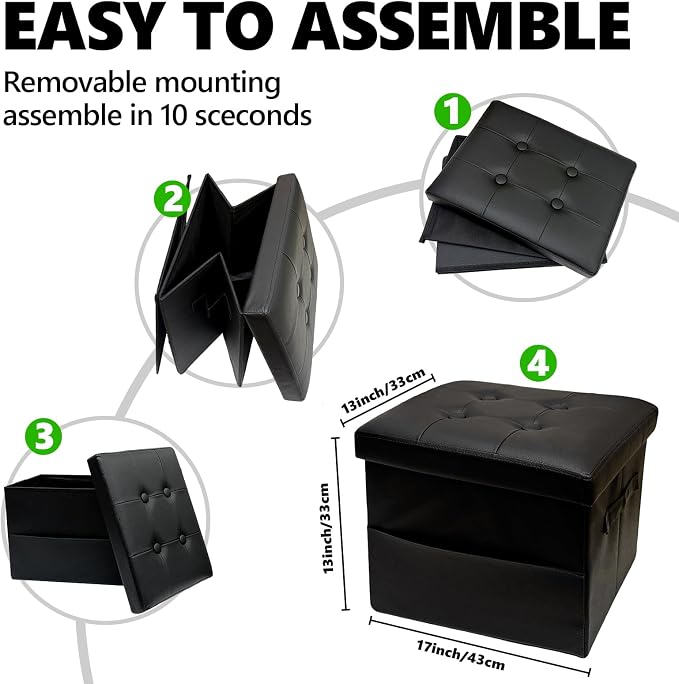 ALASDO Storage Ottoman Footrest Stool Small Ottoman - Image 3