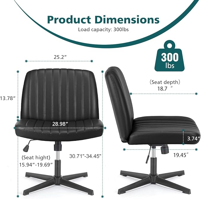 OLIXIS Criss Cross Legged Chairs No Wheels, Wide Seat Height Adjustable Swivel - Image 3
