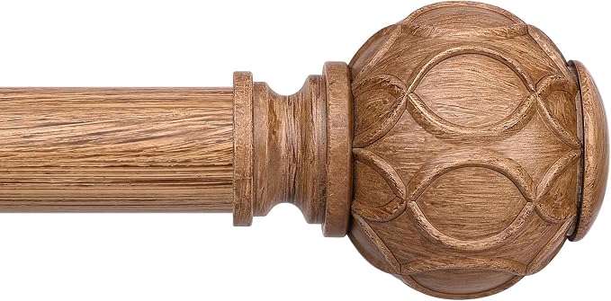 Long Wood Curtain Rods for Windows 72 to 144 Inch, Boho Vintage Decorative 1'' by Wolistsa