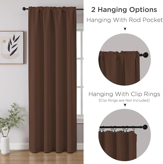 CUCRAF Brown Blackout Curtains 84 inch Length 2 Panels Set, Rod Pocket Room - Image 3