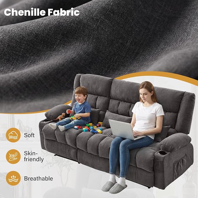 BOSMILLER Reclining Sofa with Cup Holders - Image 6