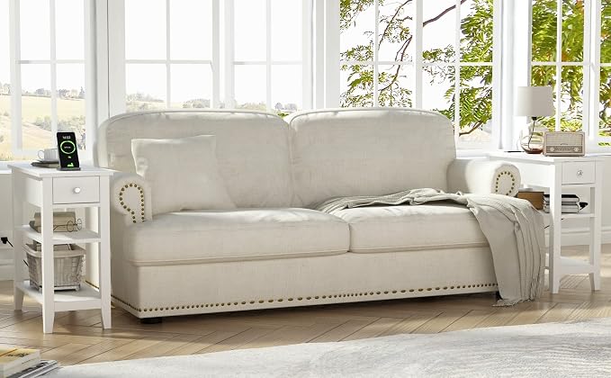 ChooChoo Narrow End Table with Charging Station, Side Table Living Room with - Image 7