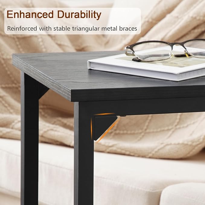 AMHANCIBLE C Shaped Side Table, End Tables Living Room Set of 2, Slide Under - Image 6