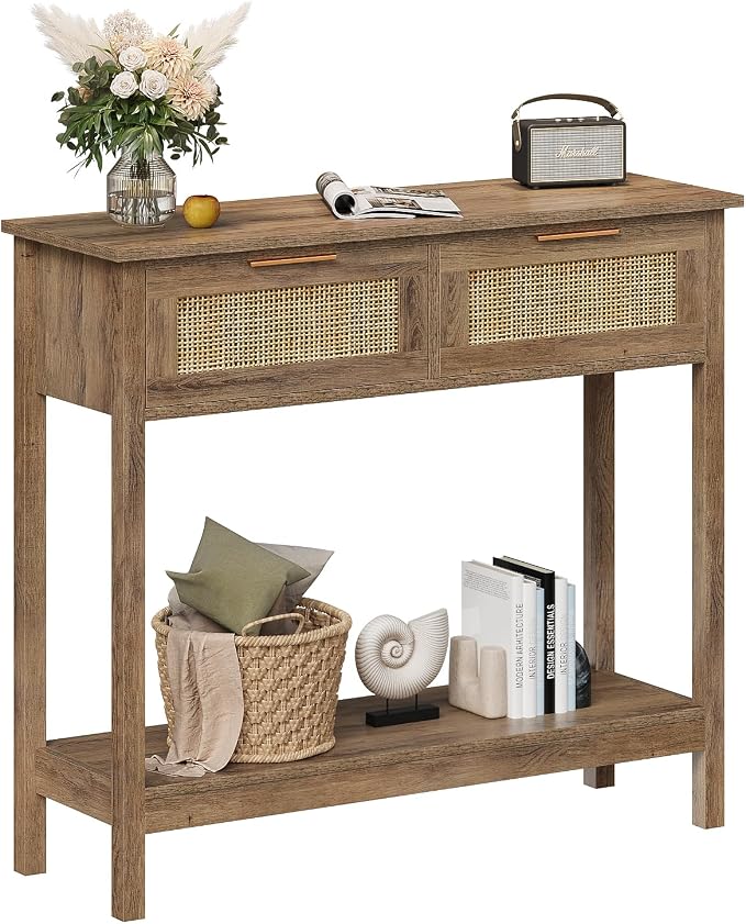 Trironsun Farmhouse Rattan Console Table by TrironsunHome
