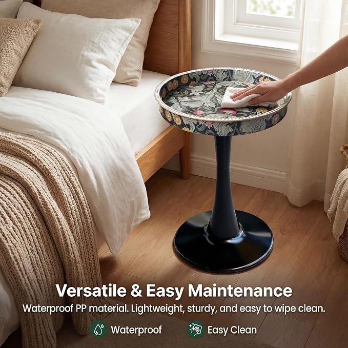 Gesodant Boho Chic Round Side Table, Stable Hourglass Pedestal Base, Unique - Image 6
