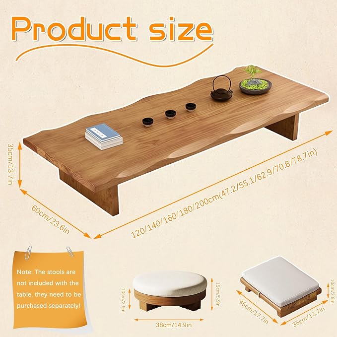 Solid Wood Low Coffee Tea Table - Image 2