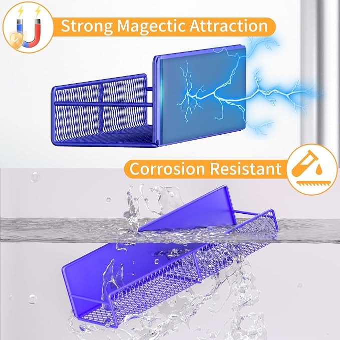 Magnetic Spice Rack for Refrigerator, 2 Pack 100% Metal Strong Magnet Shelf - Image 3