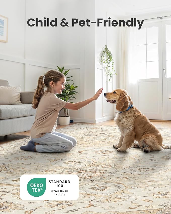 AMADA HOMEFURNISHING 3x5 Washable Area Rug, Low-Profile Entryway Rug - Image 2