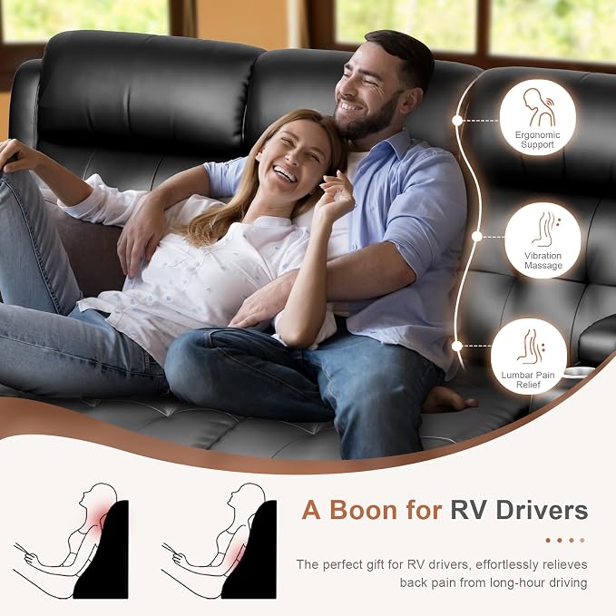 RV Loveseat Recliner Sofa, 3 Seater Massage Wall Hugger Reclining Couch - Image 8