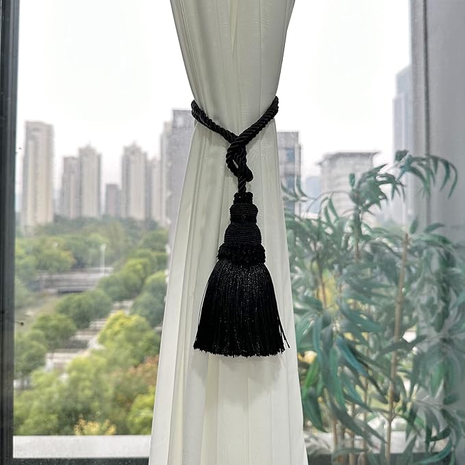Fenghuangwu 2 Pack Curtain Tie Backs Rope Tassels - Image 3
