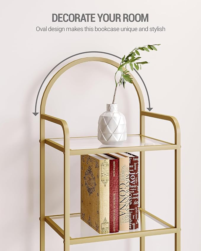 Hzuaneri Bookcase Bookshelf, Tempered Glass Bookshelves, Slim Shelving Unit - Image 4