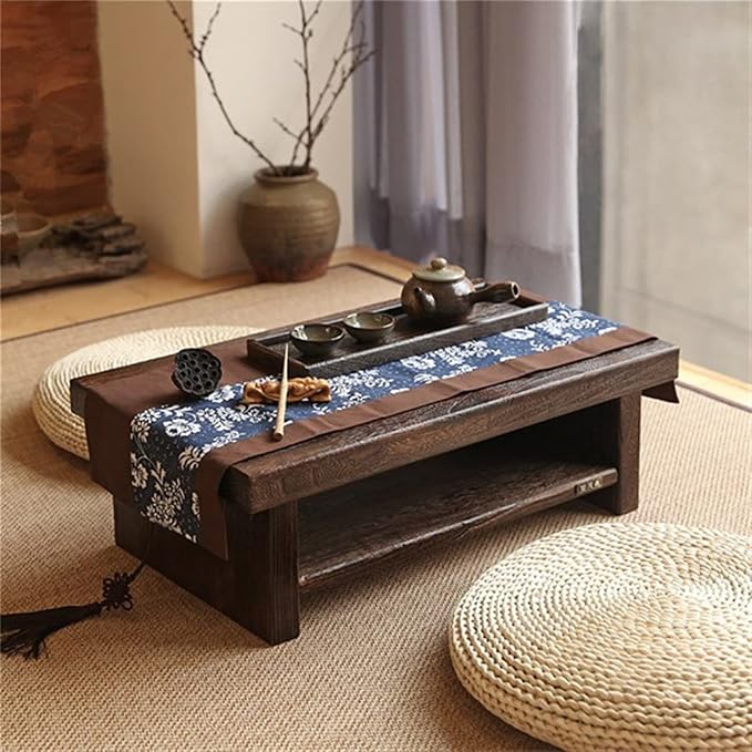 Side Table Asian Antique Furniture Japanese Floor Tea Table Rectangle Living - Image 4