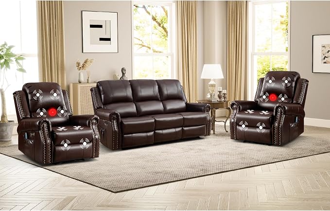 EBELLO Faux Leather Power Living Room Furniture Set, Included 2 Reclining 1 - Image 7