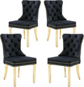 KCC Velvet Dining Chairs Set of 4, Upholstered High-end Tufted Dining Chair by KCC