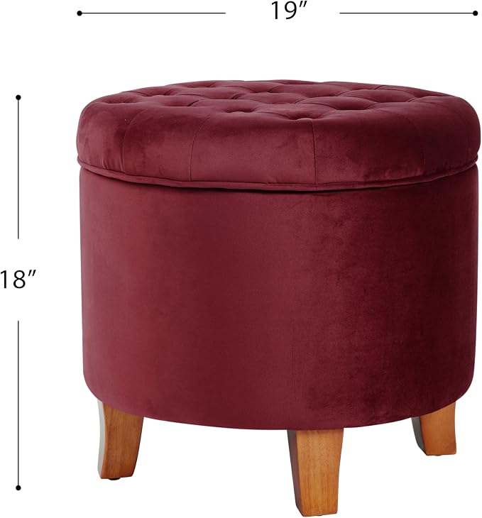 Homepop Home Decor | Upholstered Round Velvet Tufted Foot Rest Ottoman | Ottoman - Image 3