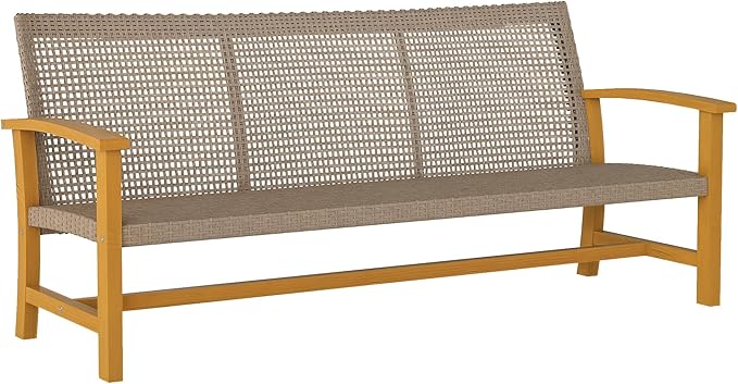 Outsunny Wicker Outdoor Couch, 3-Seat Rattan Outdoor Patio Sofa, 1000 lbs. by Outsunny