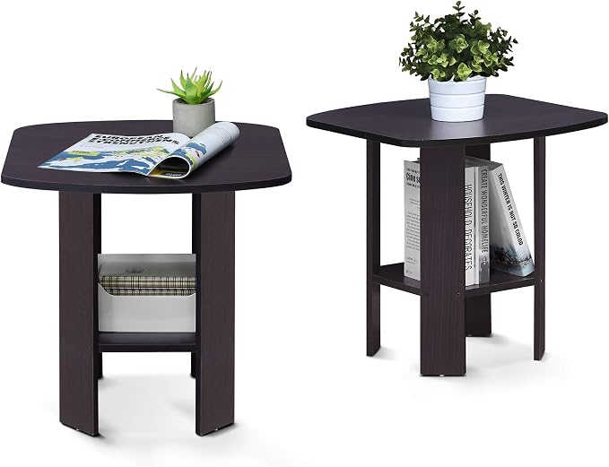 Furinno Simple Design Side Table Set of 2, 2-Tier Modern End Table by Furinno-FitsYourSpaceFitsYourBudget