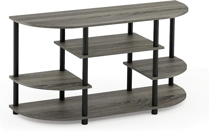 Furinno JAYA Simple Design Corner TV Stand, French Oak Grey/Black, 42.04 x - Image 4